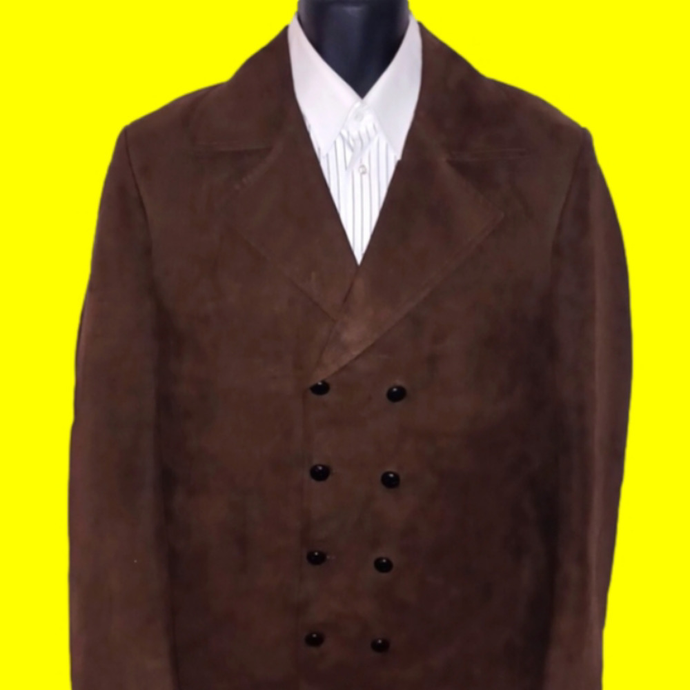 CHOCOLATE Faux-Suede, Double-Breasted Trench Coat, 46L - Picture 6 of 9
